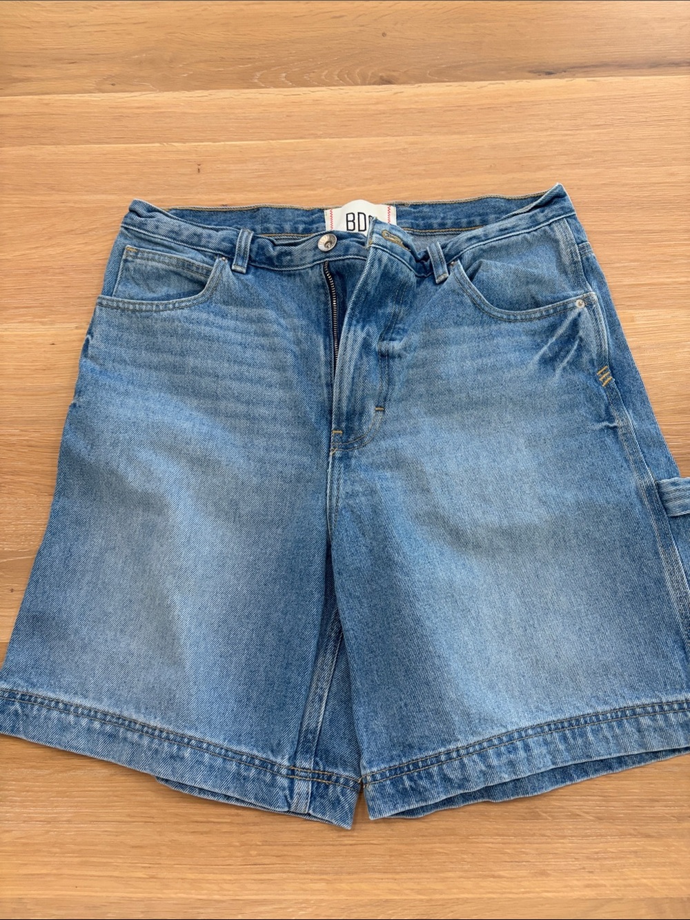 BDG High-Rise Denim Shorts in Light Blue